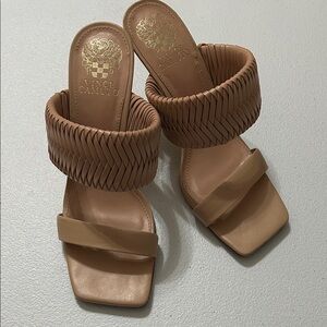 Vince Camuto Brown Mules with Woven Strap